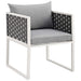 Modway Stance 7 Piece Outdoor Patio Aluminum Dining Set in Blue - Detail View