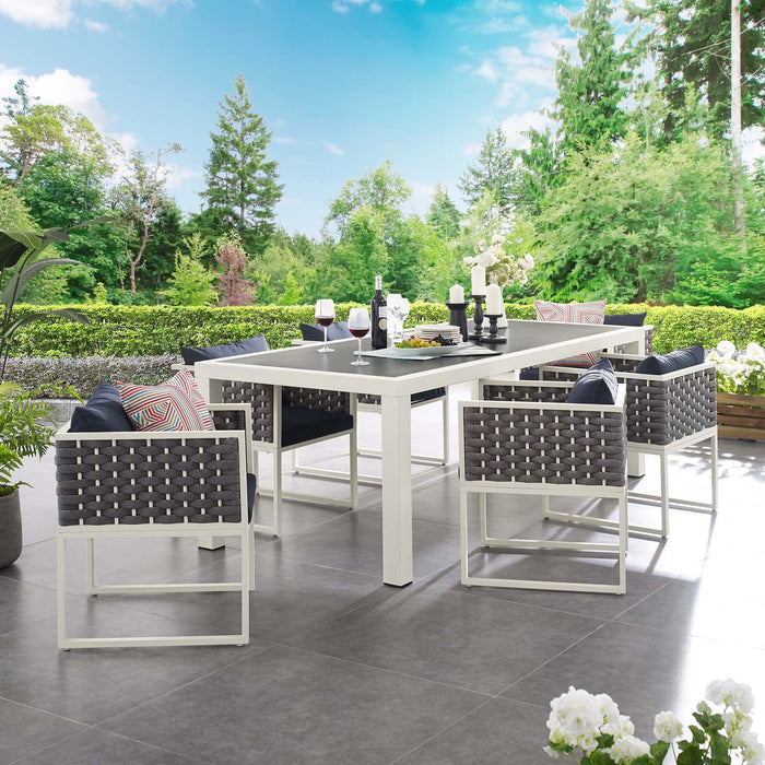 Modway Stance 7 Piece Outdoor Patio Aluminum Dining Set - Installation View