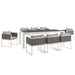 Modway Stance 9 Piece Outdoor Patio Aluminum Dining Set in Blue