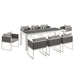 Modway Stance 9 Piece Outdoor Patio Aluminum Dining Set in Blue - Side View