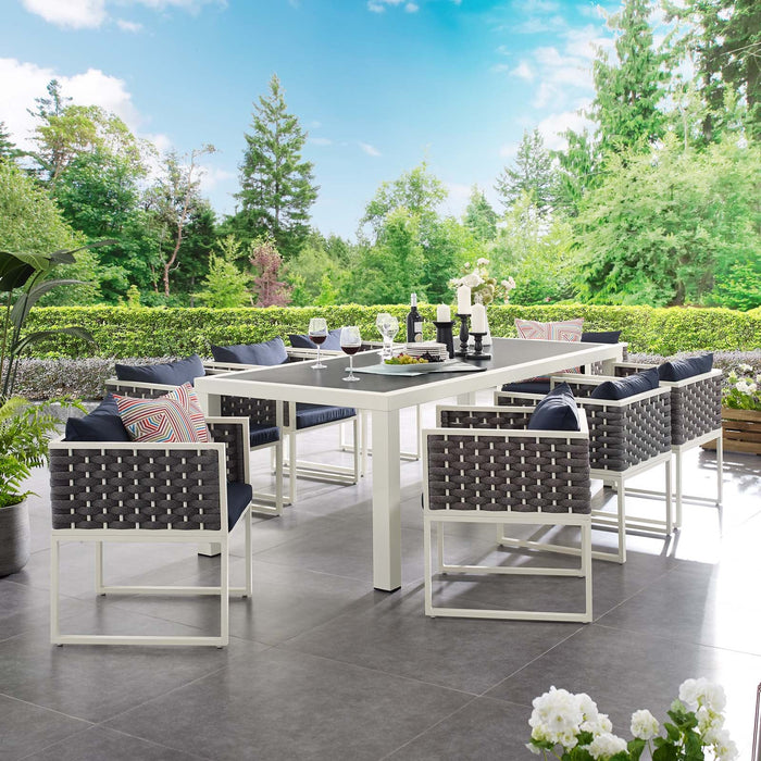 Modway Stance 9 Piece Outdoor Patio Aluminum Dining Set - Installation View