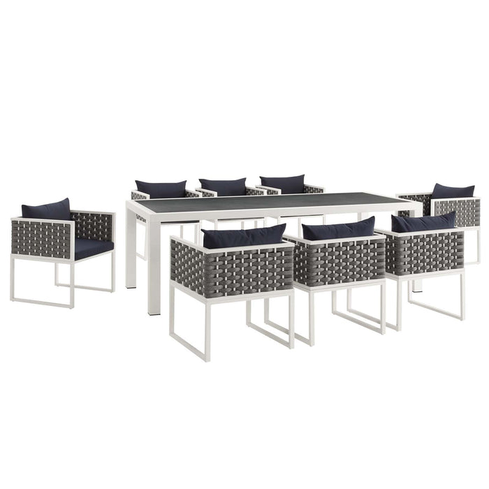 Modway Stance 9 Piece Outdoor Patio Aluminum Dining Set - View 17