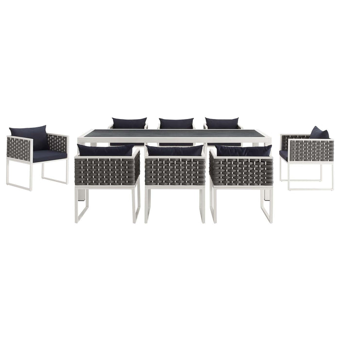 Modway Stance 9 Piece Outdoor Patio Aluminum Dining Set - View 14