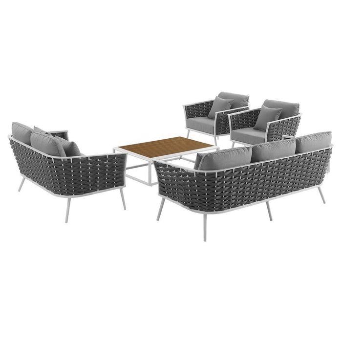 Stance 5 Piece Outdoor Aluminum Sectional Sofa Set by Modway - interior view