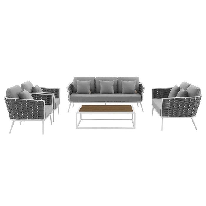 Stance 5 Piece Outdoor Aluminum Sectional Sofa Set by Modway - control panel detail