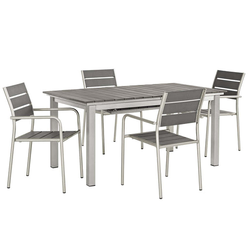 Modway Shore 5 Piece Outdoor Patio Aluminum Dining Set in Black - Side View