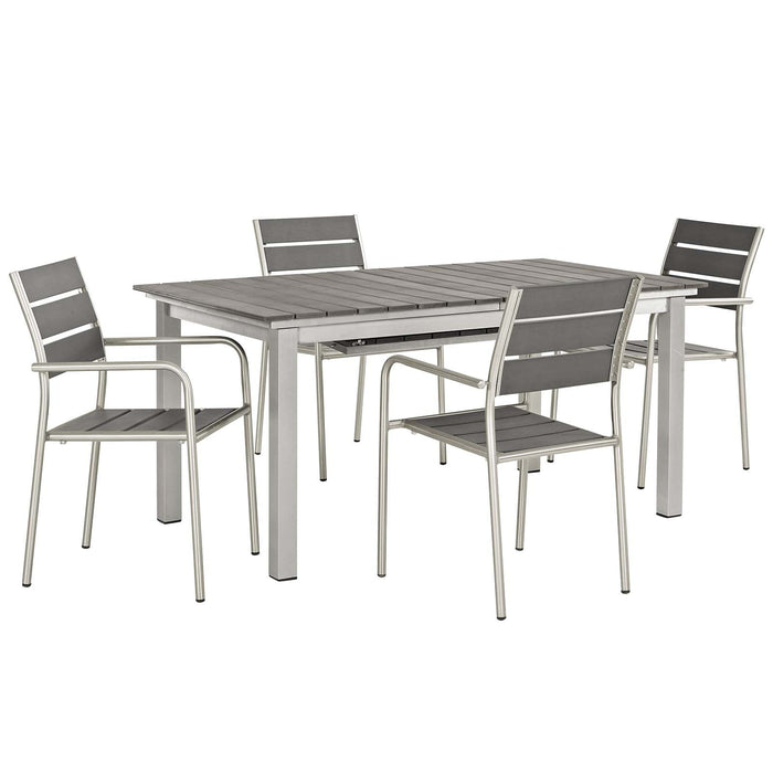 Modway Shore 5 Piece Outdoor Patio Aluminum Dining Set in Black - Side View