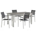 Modway Shore 5 Piece Outdoor Patio Aluminum Dining Set in Black