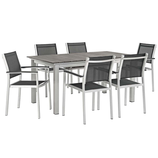 Shore 7 Piece Outdoor Patio Aluminum Dining Set - alternate angle view
