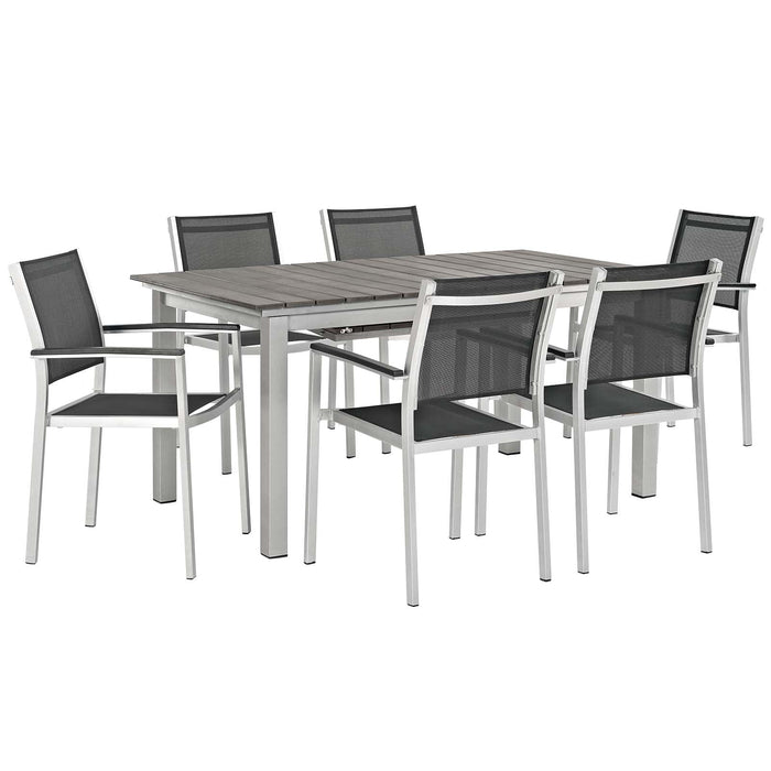 Shore 7 Piece Outdoor Patio Aluminum Dining Set - alternate angle view