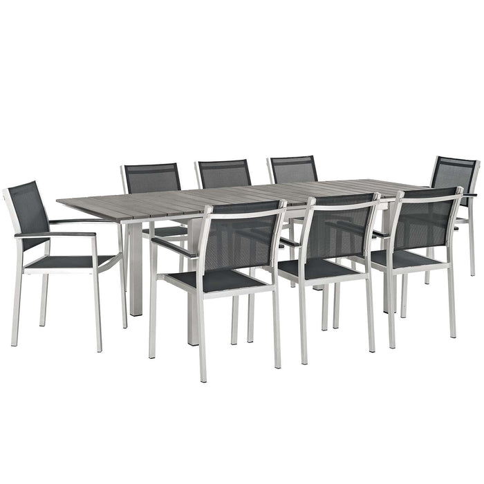 Shore 9 Piece Outdoor Patio Aluminum Dining Set by Modway - angle view