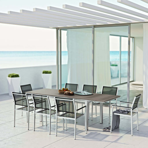 Shore 9 Piece Outdoor Patio Aluminum Dining Set by Modway - front view
