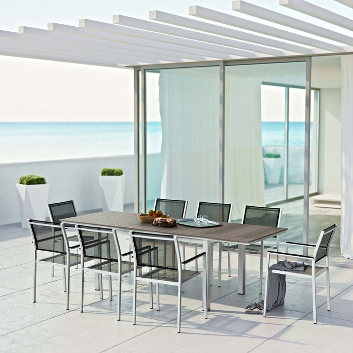 Shore 9 Piece Outdoor Patio Aluminum Dining Set by Modway - front view