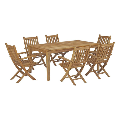 Marina 7 Piece Outdoor Patio Teak Dining Set outdoor patio dining set side view