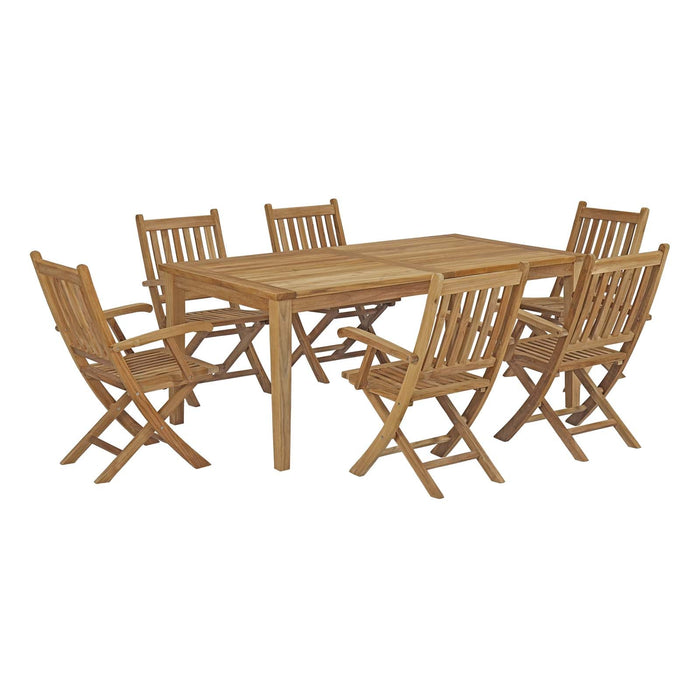 Marina 7 Piece Outdoor Patio Teak Dining Set outdoor patio dining set side view