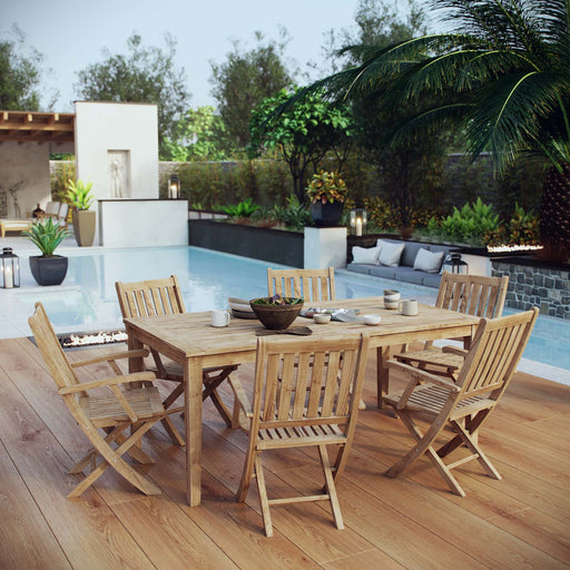 Marina 7 Piece Outdoor Patio Teak Dining Set outdoor patio dining set