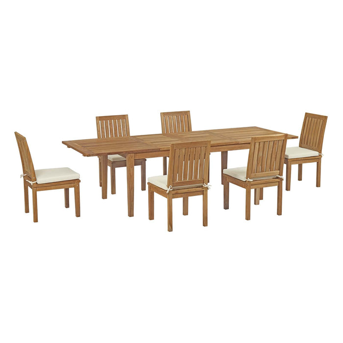 Marina 7 Piece Outdoor Patio Teak Dining Set by Modway - angle view