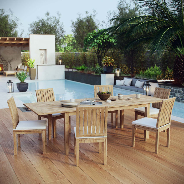 Marina 7 Piece Outdoor Patio Teak Dining Set by Modway - front view