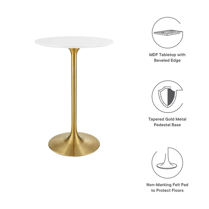 Modway Lippa Round Wood Bar Table Living Room Furniture - Installation View