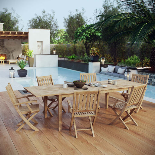 Marina 7 Piece Outdoor Patio Teak Dining Set by Modway - front view