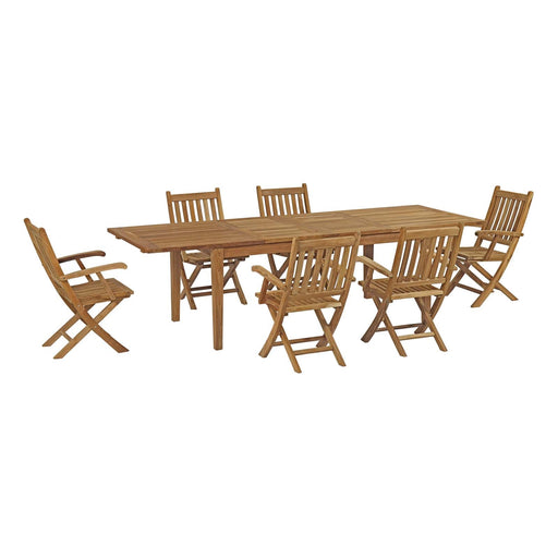 Marina 7 Piece Outdoor Patio Teak Dining Set by Modway - angle view