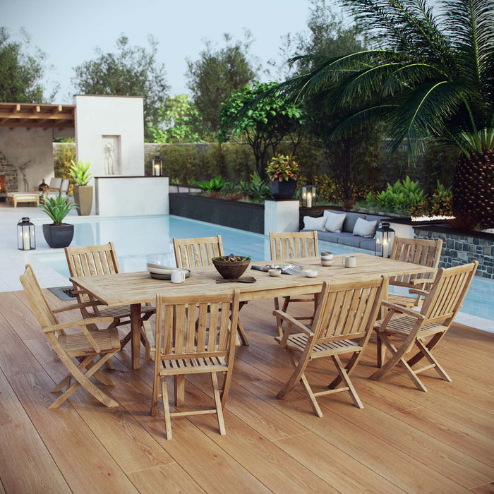 Marina 9 Piece Outdoor Patio Teak Dining Set by Modway - front view