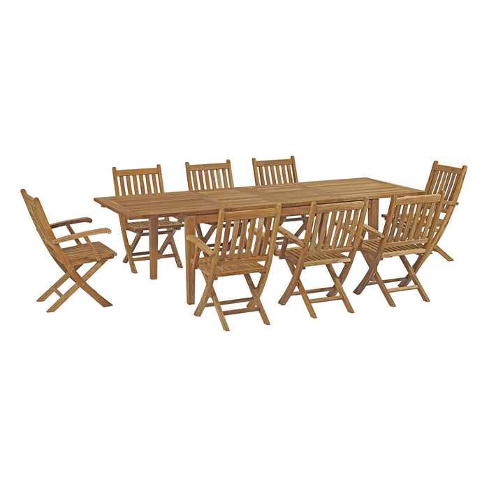 Marina 9 Piece Outdoor Patio Teak Dining Set by Modway - angle view