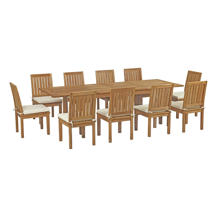 Marina 11 Piece Outdoor Patio Teak Dining Set by Modway - angle view