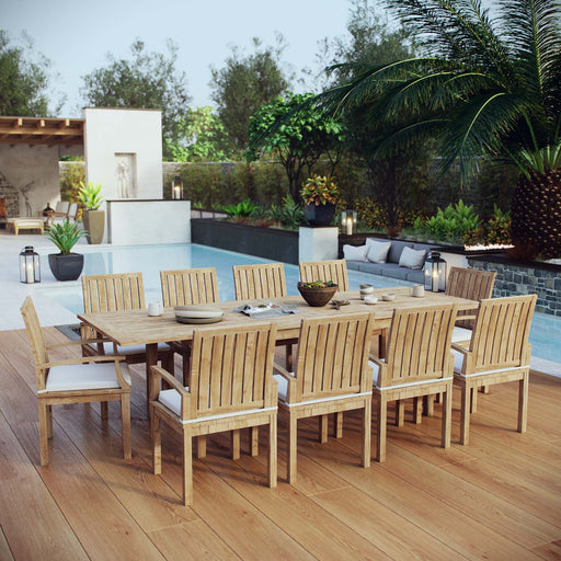 Marina 11 Piece Outdoor Patio Teak Dining Set by Modway - front view