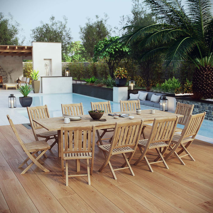 Marina 11 Piece Outdoor Patio Teak Dining Set by Modway - front view