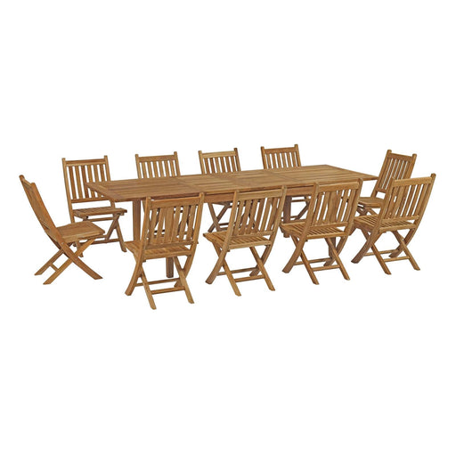 Marina 11 Piece Outdoor Patio Teak Dining Set by Modway - angle view