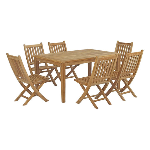 Marina 7 Piece Outdoor Patio Teak Dining Set - alternate angle view