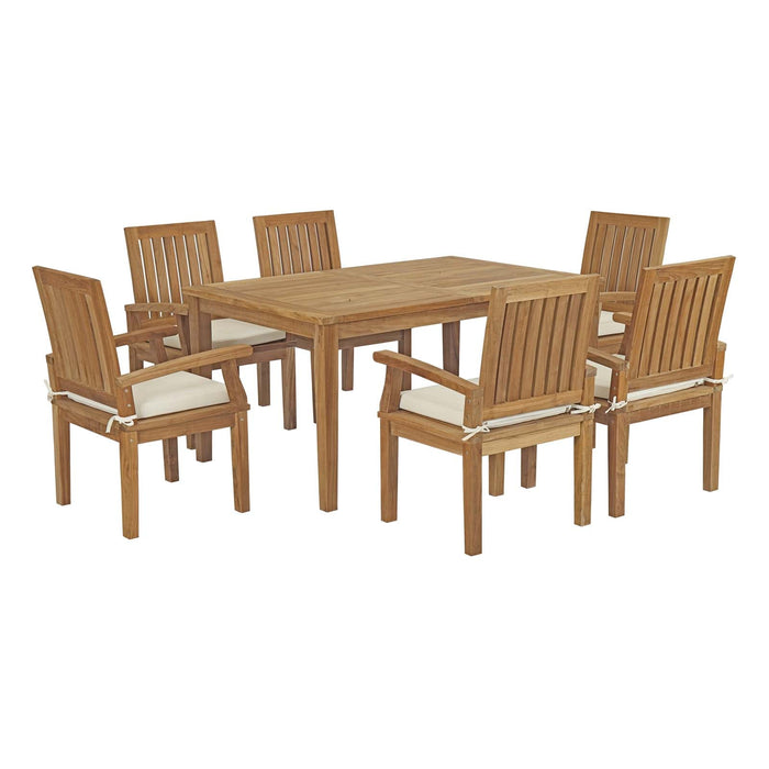Marina 7 Piece Outdoor Patio Teak Dining Set outdoor patio dining set side view