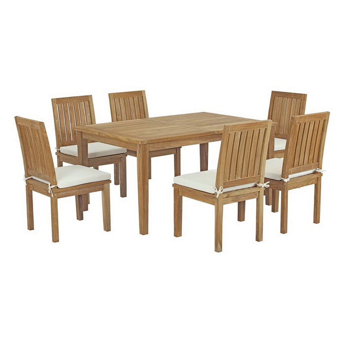Marina 7 Piece Outdoor Patio Teak Dining Set outdoor patio dining set side view