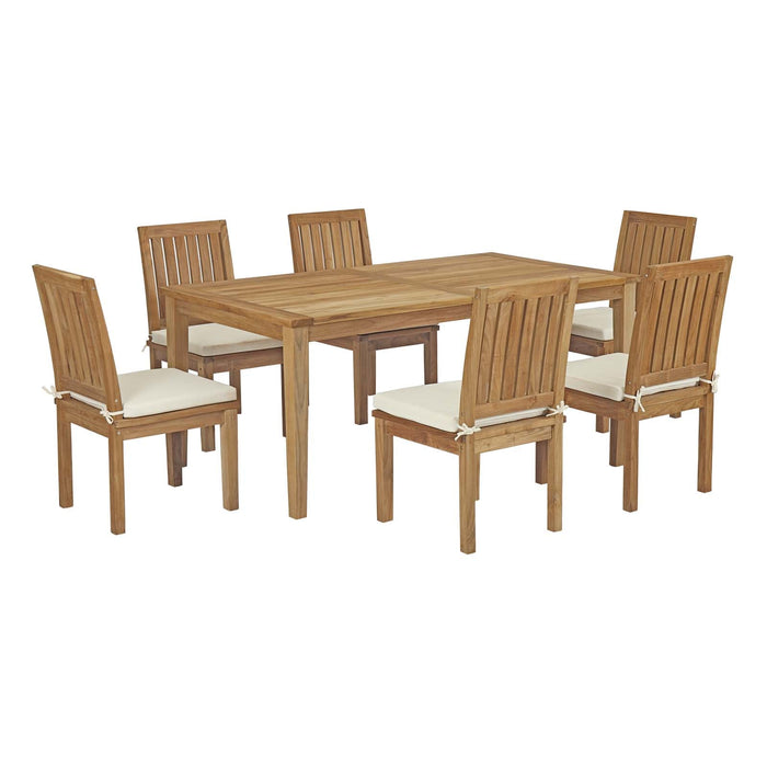 Marina 7 Piece Outdoor Patio Teak Dining Set outdoor patio dining set side view