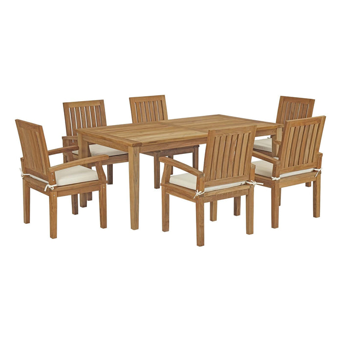 Marina 7 Piece Outdoor Patio Teak Dining Set outdoor patio dining set side view