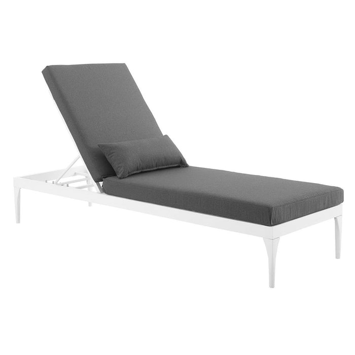 Perspective Cushion Outdoor Patio Chaise Lounge Chair White Charcoal