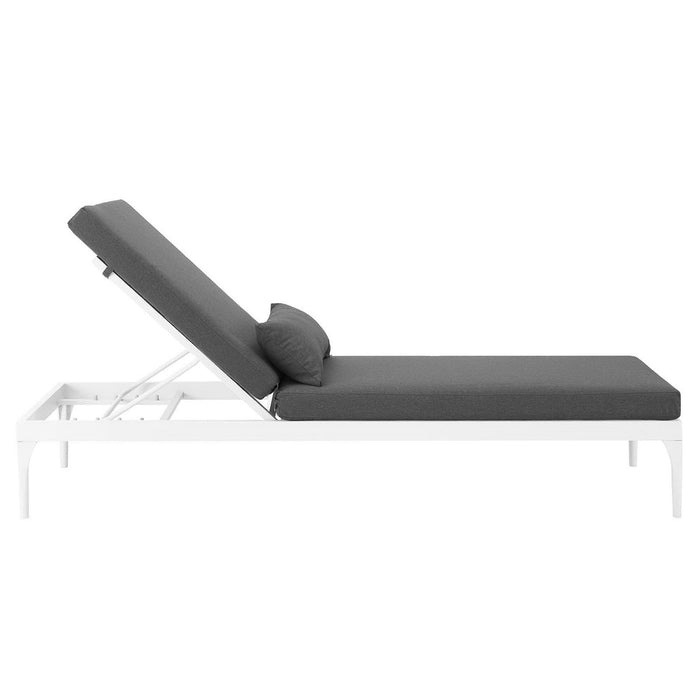 Perspective Cushion Outdoor Patio Chaise Lounge Chair White Charcoal
