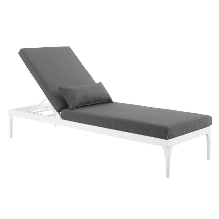 Perspective Cushion Outdoor Patio Chaise Lounge Chair White Charcoal