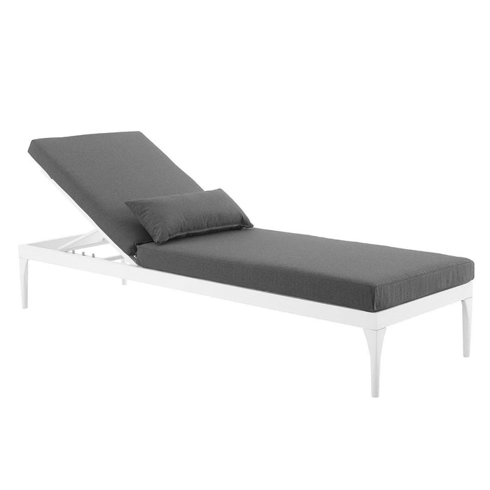 Perspective Cushion Outdoor Patio Chaise Lounge Chair White Charcoal