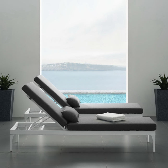 Perspective Cushion Outdoor Patio Chaise Lounge Chair White Charcoal