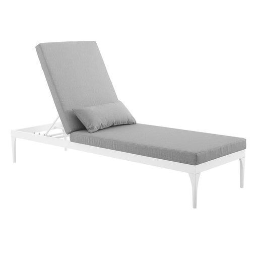 Perspective Cushion Outdoor Patio Chaise Lounge Chair White Gray