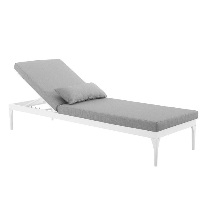 Perspective Cushion Outdoor Patio Chaise Lounge Chair White Gray