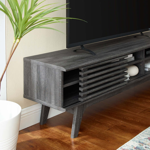 Modway Render 70" Entertainment Center TV Stand Living Room Furniture in Brown - Side View
