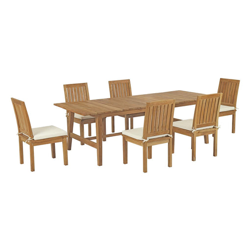 Marina 7 Piece Outdoor Patio Teak Dining Set outdoor patio dining set side view