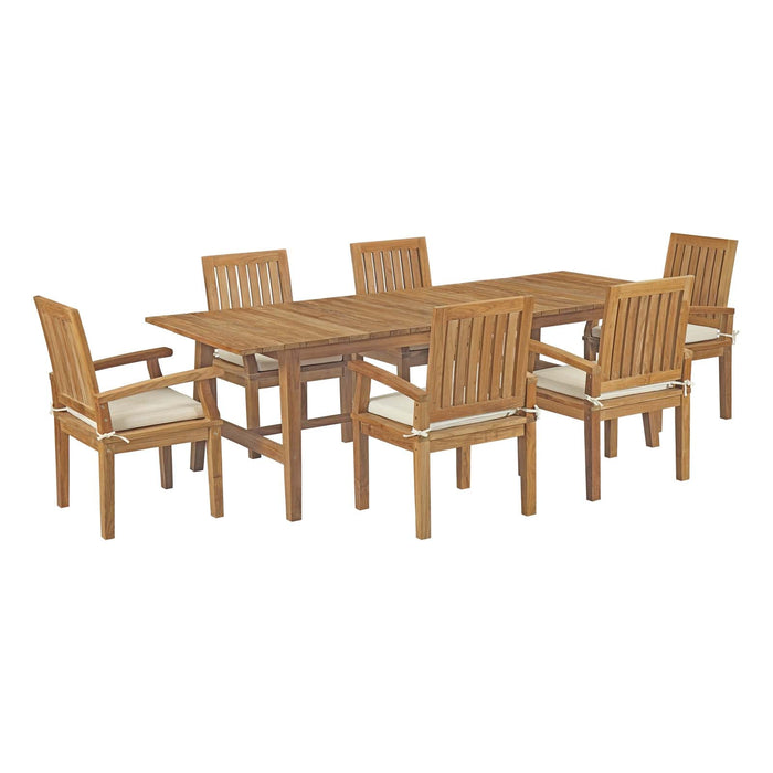 Marina 7 Piece Outdoor Patio Teak Dining Set outdoor patio dining set side view