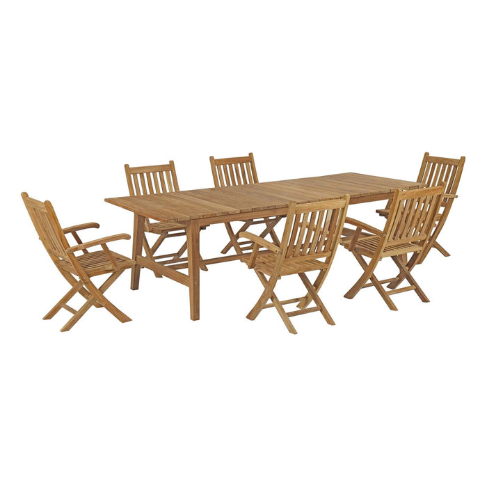 Marina 7 Piece Outdoor Patio Teak Dining Set outdoor patio dining set side view