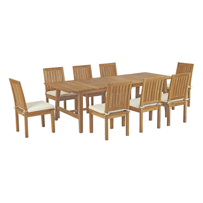 Marina 9 Piece Outdoor Patio Teak Dining Set outdoor patio dining set side view