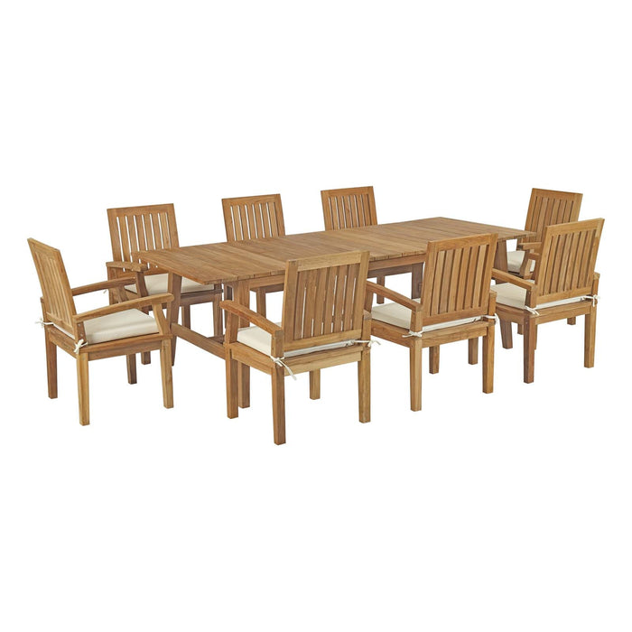 Marina 9 Piece Outdoor Patio Teak Dining Set outdoor patio dining set side view