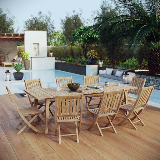 Marina 9 Piece Outdoor Patio Teak Dining Set outdoor patio dining set